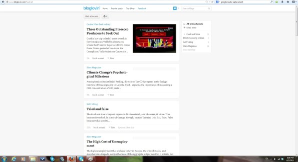Bloglovin reader screen