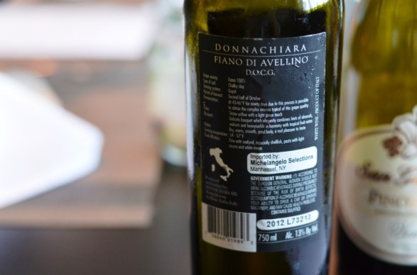 Donnachiara Finao di Avellino Back Label