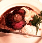 Beef Tenderloin over Mashed Celery Root, Bordelaise, Tiny mini Potato au&nbsp;Gratin