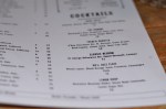 Cocktail list at Amore&nbsp;Restaurant