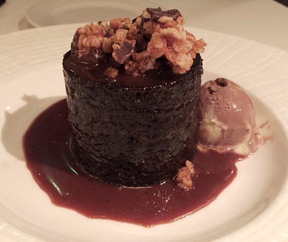 Chocolate Cajeta Cake (Chocolate + Vanilla Swirl Ice Cream + Salted Chocolate Crunch) Mesa Grill