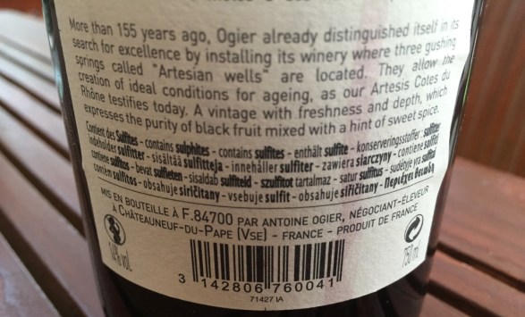 Antoine Ogier Côtes du Rhône back label