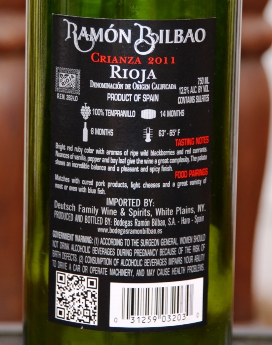 Ramon Bilbao Rioja Back Label