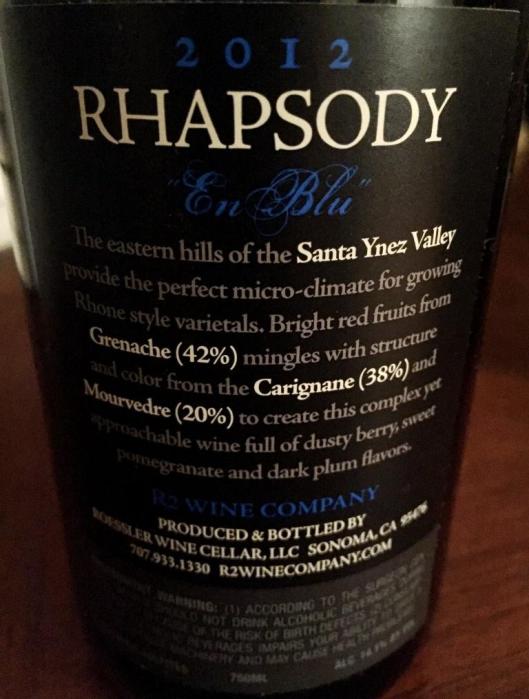 R Squared Rhapsody En Blu Back Label
