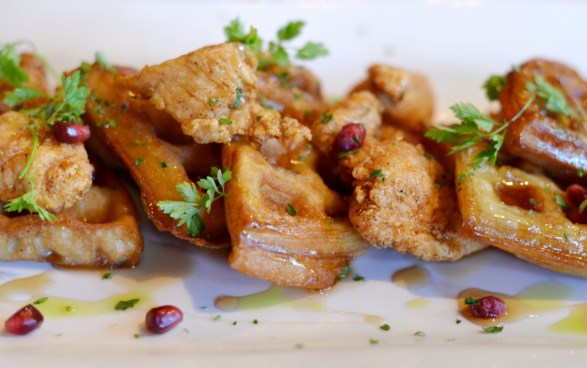 Crispy Chicken and Waffles at Noir Stamford