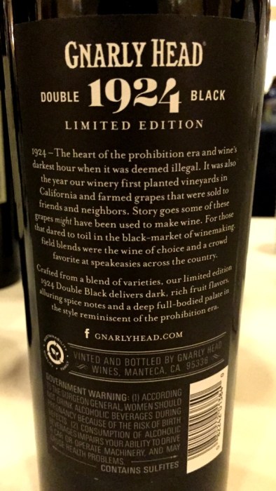 Gnarly Head 1924 back label