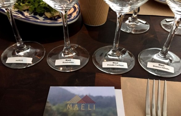 Bisol and Maeli tasting setup 2