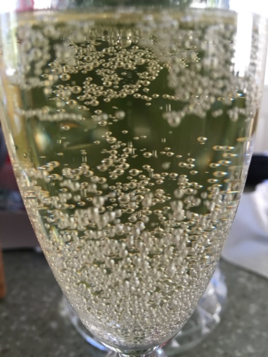 Yarden Blanc de Blancs in the glass