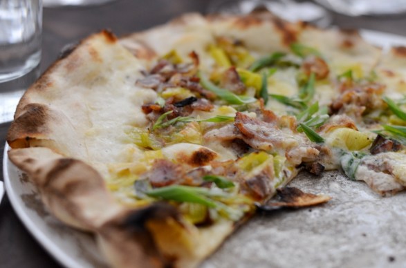 PORRI E PANCETTA pizza at Marta NYC