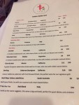 Tawa Restaurant wine&nbsp;List