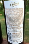 Colome Torrontes back&nbsp;label
