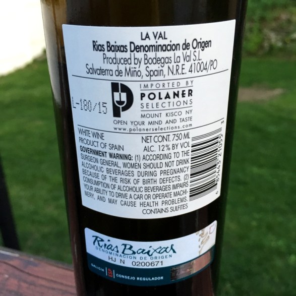 La Val Albarino Back label