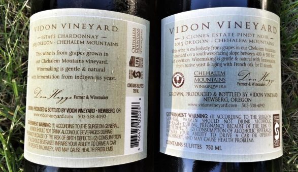 Vidon wines back label