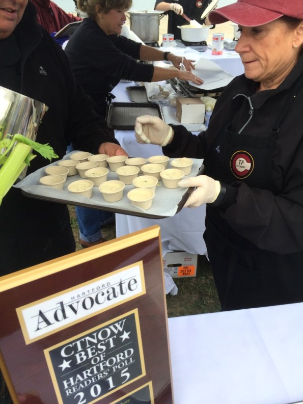 tasting cups with  are getting ready to be carried around (most times, you had to wait in line, but few participants provided this extra touch