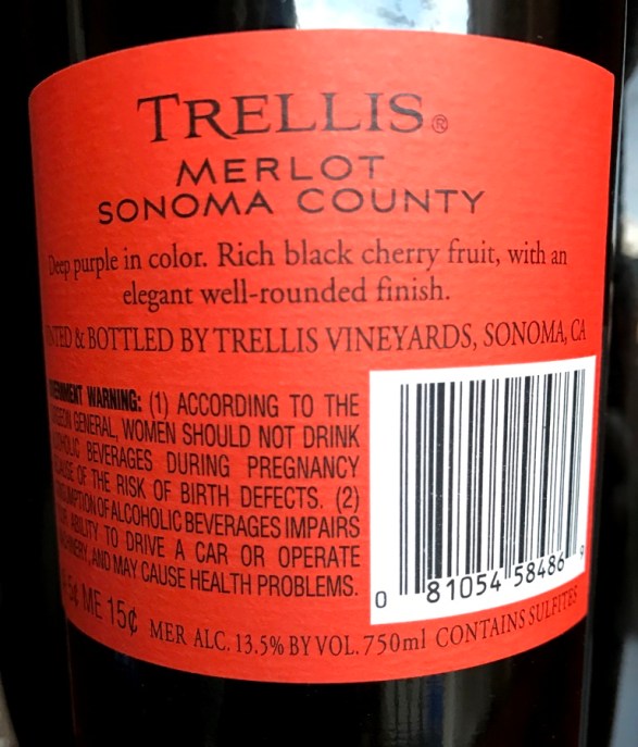 trellis merlot sonoma back label