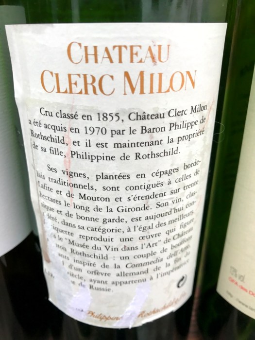 chateau clerc milon grand cru classe back label