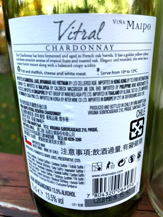 Viña Maipo Chardonnay back label