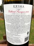 krsma estates cabernet sauvignon back&nbsp;label