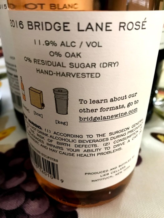 Bridge Lane Rosé back label