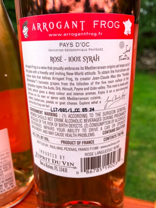 Arrogant Frog Rose Back Label