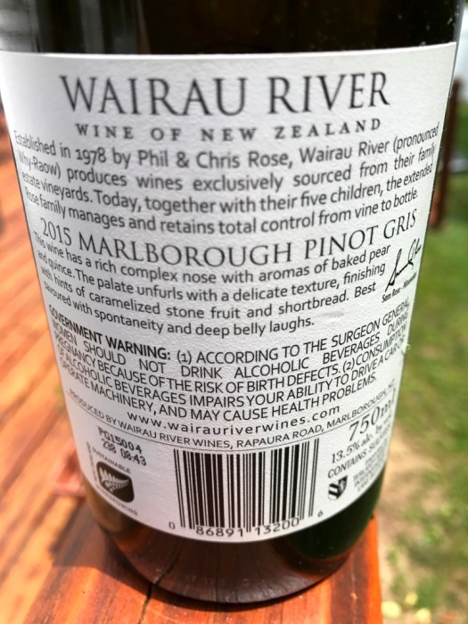 Wairau River Pinot Gris Back Label