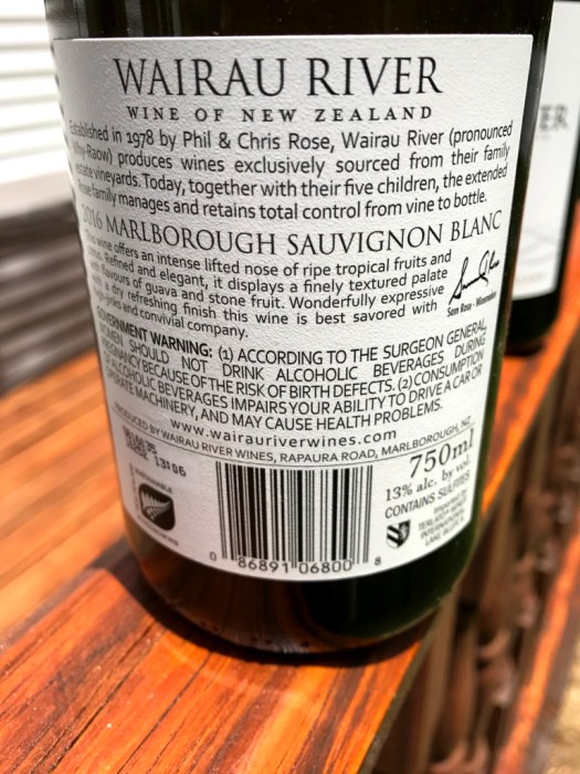 Wairau River Wairau River Sauvignon Blanc Back Label