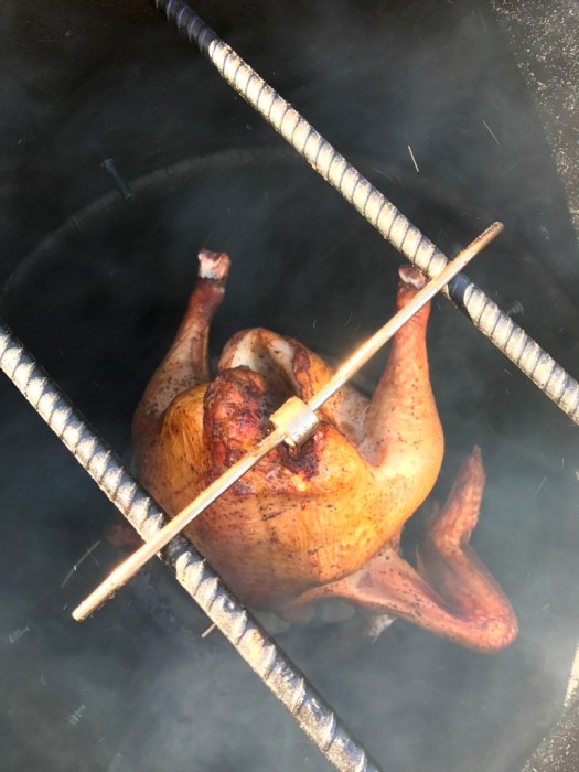 smoking turkey - half way