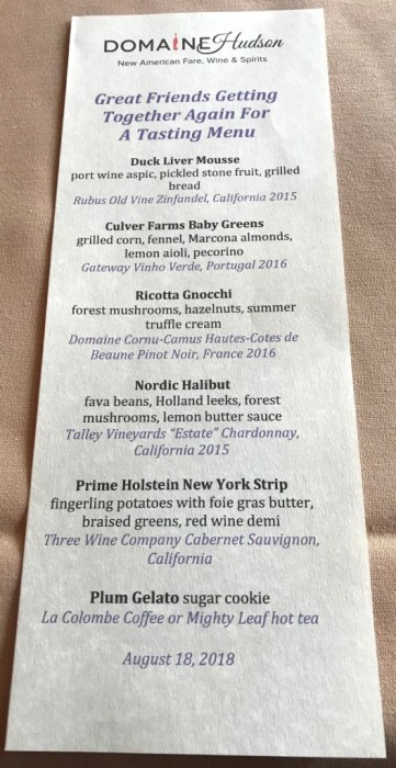 Domaine Hudson Special Menu