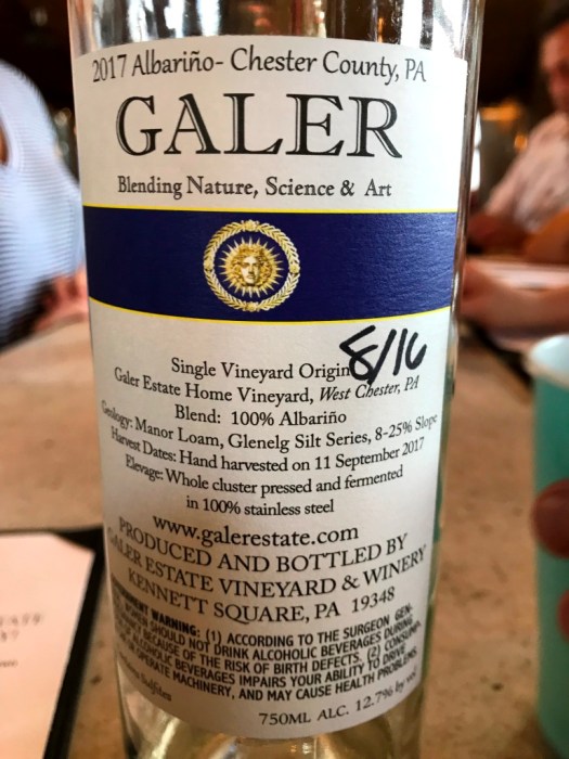 Galer Estate Albarino back label