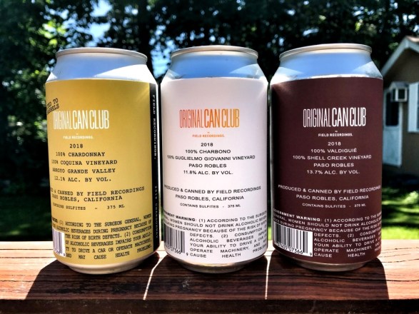 Field Recordings Can Wines May shipment back labels