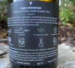 Early Mountain Cabernet Franc Quaker Run back&nbsp;label